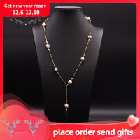 GLSEEVO Natural Fresh Water Pearl Long Necklace For Women Wedding Engagement Handmade Sweater Necklace Jewelry Naszyjnik GN0172