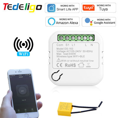 Wifi Light Switch Module 220V Smart Home Tuya App Control Without Neutral Breaker 10A For Wall Switch Socket Home Alexa