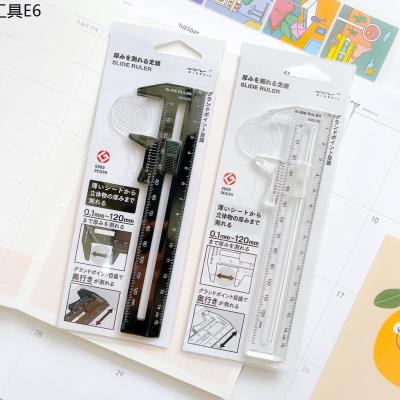 ✺Midori CL Slide Ruler Clear ไม้บรรทัดวัดความหนา แบบพลาสติกใส ขนาด 15 ซม.☂