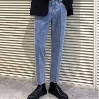 CODwuyan8340 Light color jeans mens loose straight-leg pants ins trendy nine-point pants