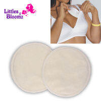 Littles &amp; Bloomz Soft Bamboo Washable Reusable พยาบาลเต้านม Pad $2.99 = 4Pcs ให้นมบุตรดูดซับกันน้ำ Stay ผ้าแห้ง Pad