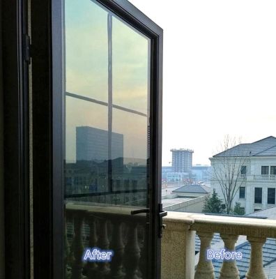 【❖New Hot❖】 shang815558 สติกเกอร์กระจกหน้าต่างกระจกมองทางเดียวฟิล์มสีอ่อนโซลาร์สีดำเงิน60คูณ200ซม. ปกป้องความเป็นส่วนตัวอุปกรณ์ป้องกันยูวีสำหรับบ้าน