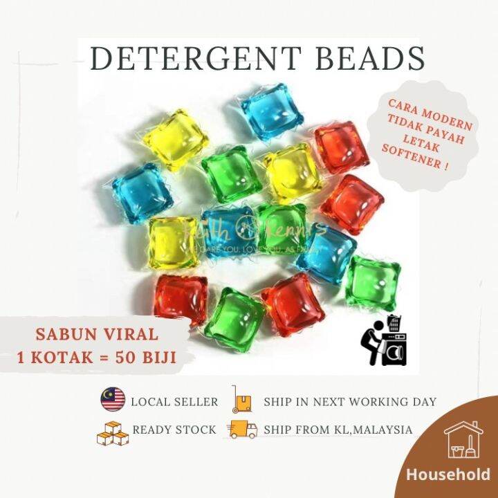 Laundry Condensation Beads (50 pcs in one box) Laundry ball / 洗衣凝珠/sabun candy/sabun cuci baju