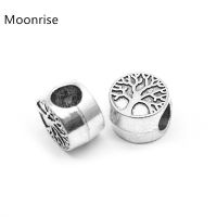 ✻☊㍿ 10 Pcs Life tree Beads Silver Plated Alloy DIY Big Hole Metal Spacer Bead Charm Fit For European Charms Bracelet
