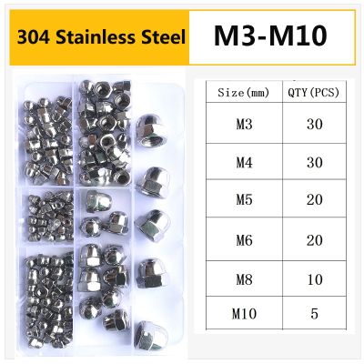 Acorn Nut Set M3 M4 M5 M6 M8 M10 M12 A2 Stainless Steel 316 201 304 Decorative Cap Blind Nuts Caps Covers Hex Dome Acorn Nut Kit