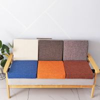 ❦❄☁ Hard High Density Sponge Sofa Cushions Solid Wood Redwood Window Mat Tatami Chair Linen Cloth Square Cushion 5-8cm Thickness