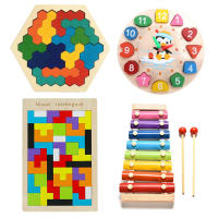 Colorful 3D Wooden Tangram Puzzle, Math Toys, Tetris Game for Preschool Children, Inlectual Educational for kids