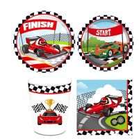 Racing Flag Balloons Checkered Red Race Car Paper Plate Cup Napkin Set Theme Kids Birthday Party Decoration Race Ballons