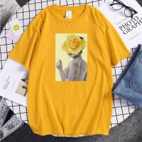 Tshirts Yellow Flower Beautiful Print Tshirt Mans Harajuku Soft Male T-Shirts Summer Loose Tee Shirts Fashion Punk Clothing S-4XL-5XL-6XL