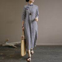 Womens Slanted Placket Buckle Retro China China Style Mandarin Collar Improved Cheongsam Loose Womens Dress