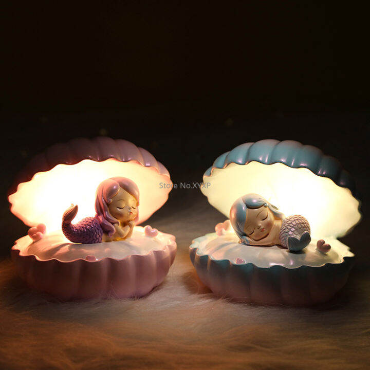 new-cute-girl-heart-creative-gift-mermaid-shell-small-lamp-night-light-star-light-children-student-birthday-gift