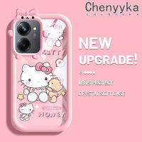 เคส Chenyyka สำหรับ Realme 10 Realme 10 Pro Plus 5G เคสลายการ์ตูนแมว Hello Kitten น่ารักใหม่อัปเกรดซิลิโคนสีนิ่มเคสมือถือกันกระแทกแบบใสสร้างสรรค์ฝาครอบป้องกันโปร่งใสลายกล้องถ่ายรูป