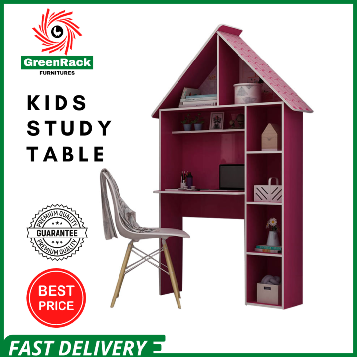 Kid's Study Table Organizer Desk Color Pink , Dimension H191cm x