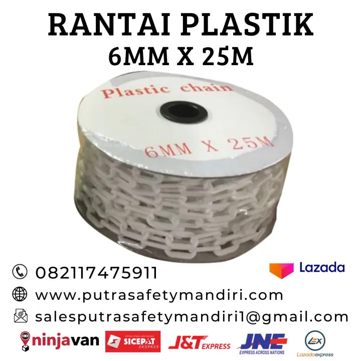 RANTAI PLASTIK PVC 6MM X 25 METER PUTIH PLASTIC CONE CHAIN PENGAIT ...