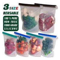 3 Size Reusable Silicone Food Storage Bags Airtight Seal Food Preservation Container Bag Fresh-keeping for Vegetable Fruit