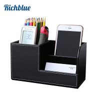 High Grade PU Leather Desk Organizer Wooden Pen Holder Pencil Box Marble Desk Storage Box &amp; Bin Stationery Pen Stand Containers