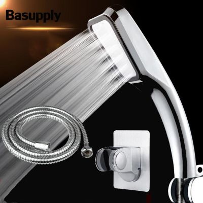 ❒❂▣ 300 Holes High Pressure ABS Shower Head With Holder And Hose Rainfall Water Saving Shower Head Bracket Bathroom Accessories