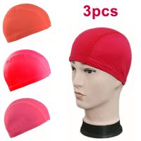 【CW】 3pcs New Cap Men  amp; Adults Elastic Fabric Ears Hair Swim Pool  Size Hat