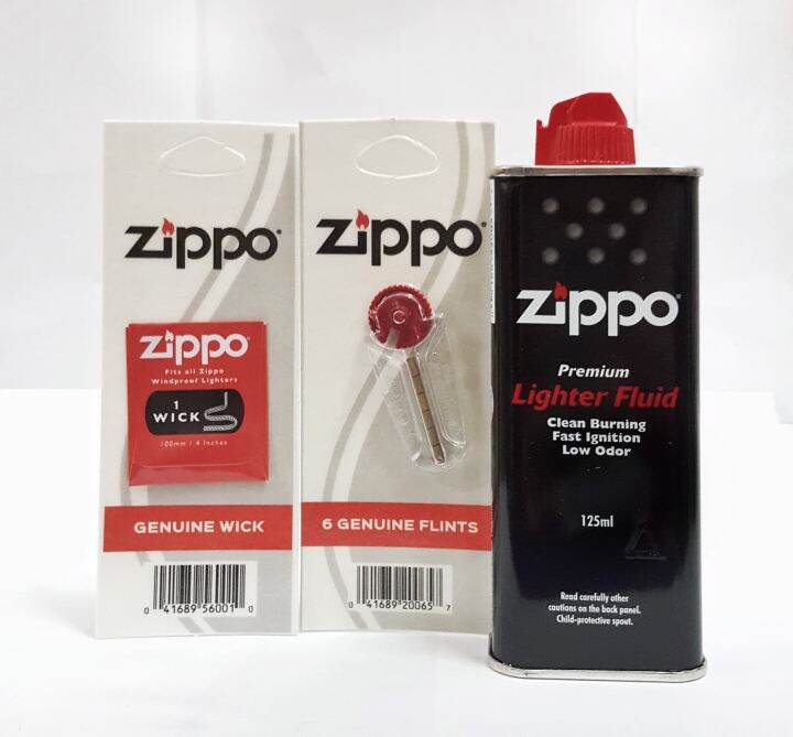 Y2M43 น้ำมันไฟแช็ค Zippo ของแท้ Made in USA Lighter Fluid 125 ml +ถ่าน