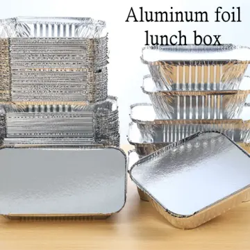 50pcs Disposable Aluminium Foil Food Container Trays with Lid