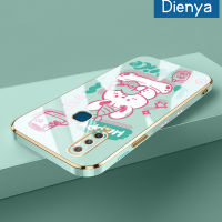 เคส Dienya สำหรับ Vivo Y3 Y3s 2020เคสการ์ตูนน่ารักลายโชคดีน่ารักใหม่กรอบสี่เหลี่ยมชุบซิลิก้าเจลนิ่มเคสมือถือเลนส์กล้องถ่ายรูปฝาครอบป้องกัน