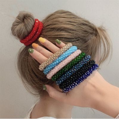 【CW】 Imitation Beads Hair Rope for Ponytail Scrunchies Elastic Beaded Rubber Hairband Accessories Gifts