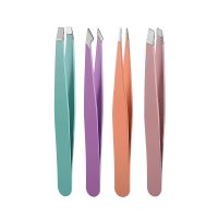 【LZ】●  1 Pcs 4 Styles Tip Flat Eyebrow Tweezers Stainless Steel Point Tip Slant Hair Removal Beauty Makeup Tool Accessory Lash Tweezers