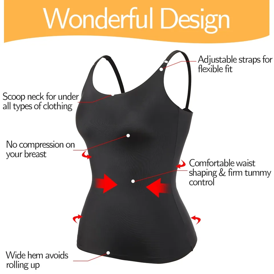 Shapewear Tops for Women Comfort Daily Tummy Control Camisole Seamless  Slimming Vest Sleeveless For Dress Suit Wearing