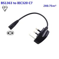 20CM BS1363 UK HK 3pin male Plug to IEC 320 C7 female AC Short Power Cable Cord Adapter Charger Monitor 10A 250V IEC320