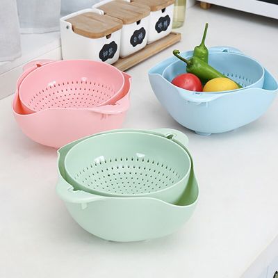 Double Drain Basket Bowl Rice Washing Kitchen Sink Strainer Noodles Vegetables Fruit Kitchen Gadget Colander Coladores De Cocina Colanders Food Strain