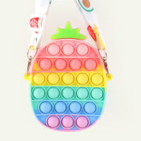 Rainbow Pineapple Shoulder Strap Bag Simple Fidget Toy Push Bubble Sensory Toy Relief Anti-stress Game Toys for Children