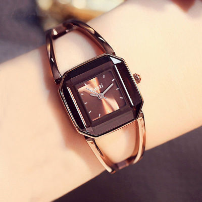 Square Fashion Skeleton Bracelet Rose Gold Watches  Luxury Brand Ladies Watch Women Female Quartz-watch Wristwatches
