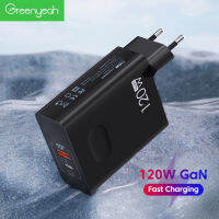 Greeneyah 120W เครื่องชาร์จ USB PD แบบพกพาพอร์ตแบบคู่ USB ชาร์จเร็วอะแดปเตอร์เครื่องชาร์จติดผนังที่ชาร์จสำหรับเดินทางสำหรับ Iphone13 8 11 XS XR Samsung Realme ที่ชาร์จเร็ว Huawei Xiaomi