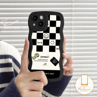 MissConnie Xiaomi Redmi 10C 9 A1 10 9T 9C 9A A1 10A + X3 POCO NFC Pro M3 Redmi Note 11 11S 10 9 8 10S 9S 10 Pro Max Mi 11T Pro Soft Dinosaur Smile Chessboard เคสขอบลอนลายตาราง