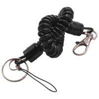 Lobster Clasp Black Spring Stretchy Coil Cord Strap Keychain Key Chain Rope