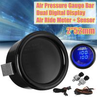 2" 52mm 12V Blue LED Air Suspension Pressure Gauge 0-20 Bar Dual Digital Display Air Ride Meter 18NPT Electronic Sensors