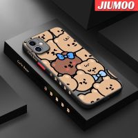 เคส JIUMOO สำหรับ iPhone 11 11 Pro 11 Pro Max,เคสนิ่มลายการ์ตูนผูกโบว์ดีไซน์ใหม่ขอบสี่เหลี่ยมด้านข้างบางมีน้ำค้างแข็งโปร่งใสกันกระแทกเคสมือถือแข็งปลอกซิลิโคนคลุมทั้งหมดกล้องป้องกันกล้อง