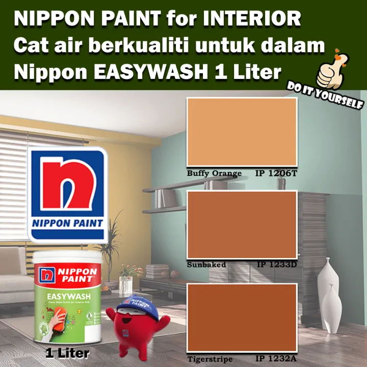 Nippon Paint EasyWash Interior collection 1 & 5 Liter Buffy Orange 1206T / Sunbaked 1233D