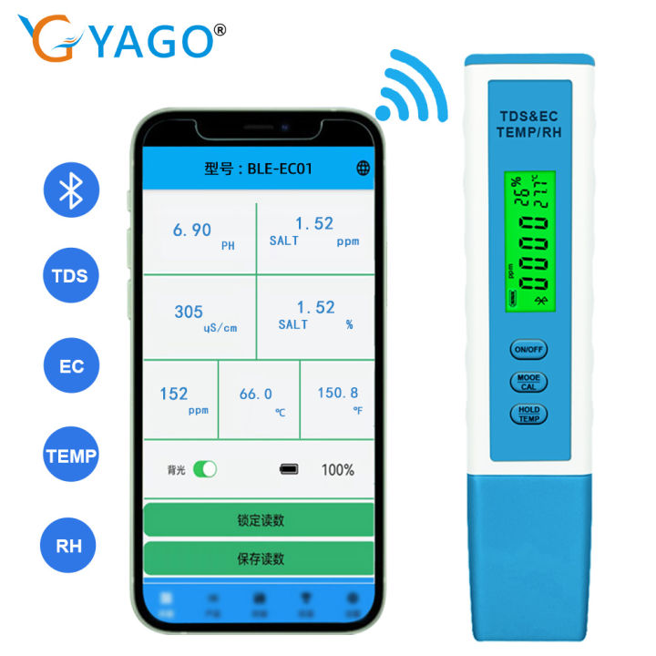 rcyago-เครื่องทดสอบคุณภาพน้ำอัจฉริยะ-ดิจิตอล-app-ออนไลน์บลูทูธ-ec-มิเตอร์ตรวจสอบน้ำมือถือออนไลน์โดย-yinmik-app-สำหรับน้ำดื่ม