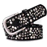 แยกหนัง PU Rivet เข็มขัดแฟชั่น Rhinestone สตรี Studded เข็มขัดคุณภาพสูงหญิงหนัง Rock ผู้หญิงสำหรับกางเกงยีนส์