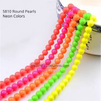 Original Crystals from Austria 5810 Neon Color Matte Pearl Full Hole Beads Jewelry Making Sewing Beading Knitting DIY Nail Art Cables