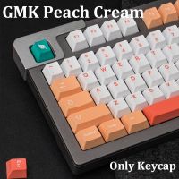 （Miss qis keycap）Gmk พีชครีมชุดใหญ่,สีเชอร์รี่โปรไฟล์กุญแจหมวกสีย้อม-ซับพวงกุญแจบุคลิกภาพภาษาอังกฤษที่กำหนดเองสำหรับคีย์บอร์ดแบบกลไก61/64/