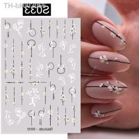 ☒ Harunouta Simple Flowers 3D Nail Stickers Gold Heart French Tip Lines Leopard Print Design Adhesive Sliders Manicure Nail Decals