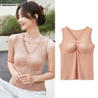 Camisole White Womens Summer Inner Wear Base Outer Wear Backless Latex Cup Top with Chest Pad
