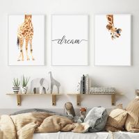 Animal Giraffe Dream White Background KId Bedroom Living Room Decor Picture Canvas Paintings Wall Art Prints Poster No Frame