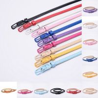 PU Leather Thin Waistband Women Belt for Dress Sweater Jean Fashion Candy Colors Wild Solid Faux Bright Leather Female Belt