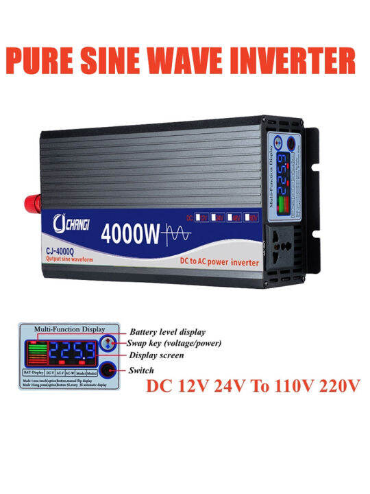 3000W 4000W 5000W Pure Sine Wave Inverter DC 12V 24V 48V 60V To AC 220V ...