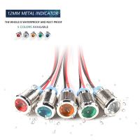 12mm LED Waterproof Metal Signal Lamp With Wire Metal Indicator Light6V 12V 24V 110V 220V Red/Yellow/Blue/ Green/White