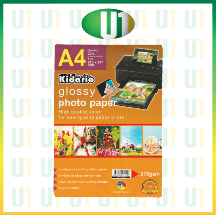 Kidario A4 Glossy Photo Paper 210gsm 20 Sheets | Lazada