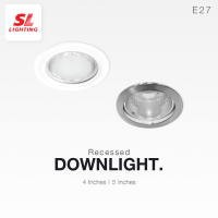 SL LIGHTING โคมไฟดาวน์ไลท์ แบบฝังฝ้า SL-6-G-552  G-553  ASW-552 553  ASW-552C 553C ขนาด 4,5 นิ้ว ทรงกลม กระจกลายฝ้าตรงกลาง ขั้ว E27